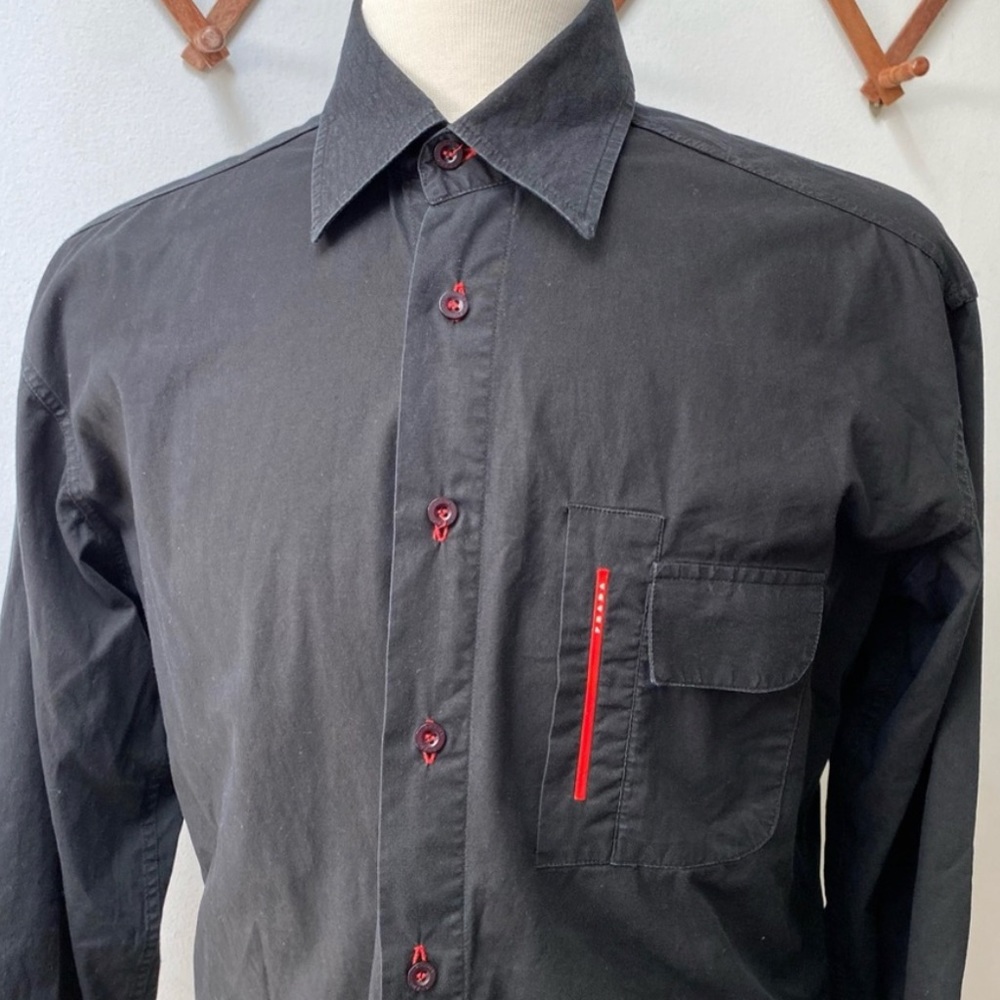 Prada men’s black dress shirt made in Italy. Large.
